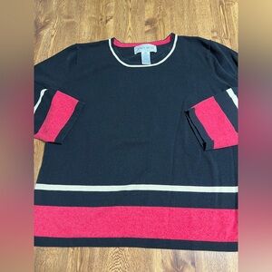 Womens Jones Wear XL black red white stripe sweater